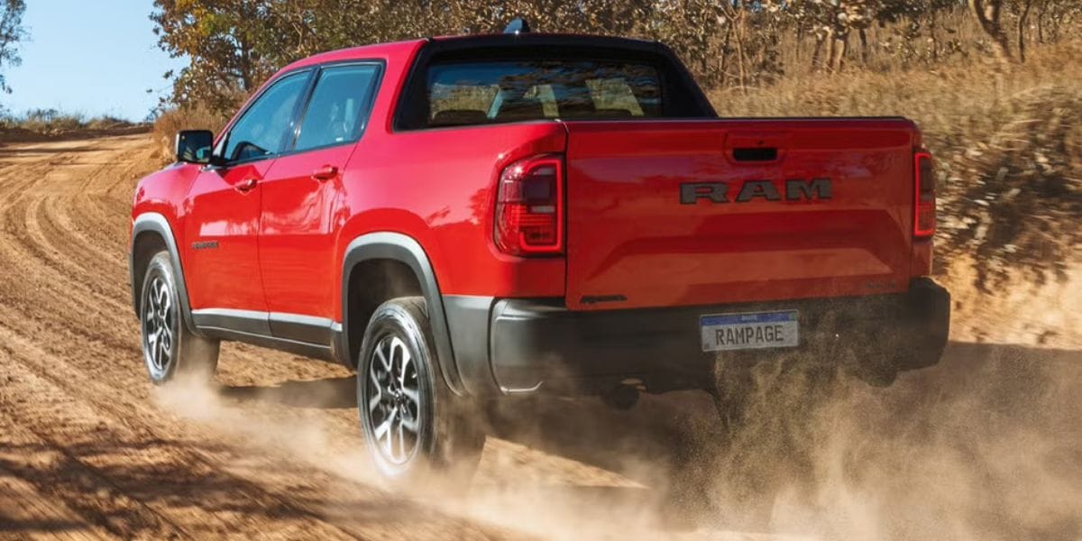 Ram Rampage kicking up dust on a dirt road