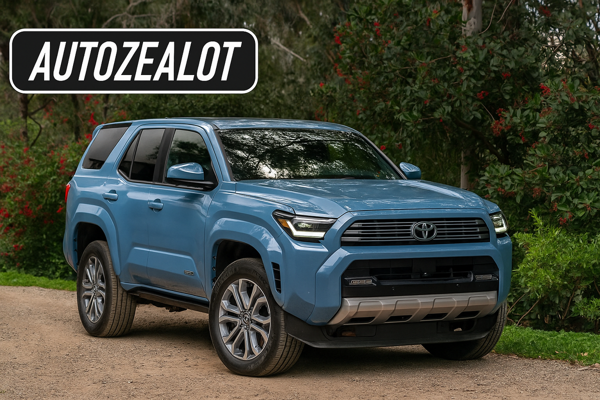2025 Toyota 4Runner TRD Pro driving off-road, showcasing its boxy design and rugged stance.