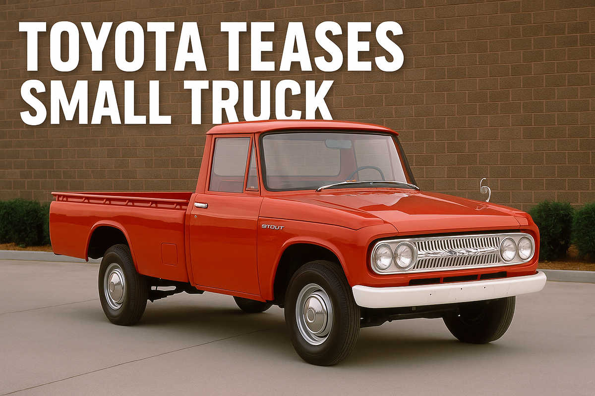 Classic 1966 Toyota Stout 1900 pickup featured in Toyota’s Instagram teaser post, fueling speculation about a compact truck comeback.