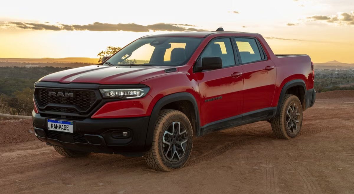 Ram Rampage compact pickup sold in South America, positioned below the Upcoming Ram Dakota