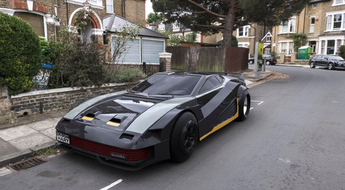 Custom Quadra Turbo-R V-Tech replica inspired by Cyberpunk 2077.